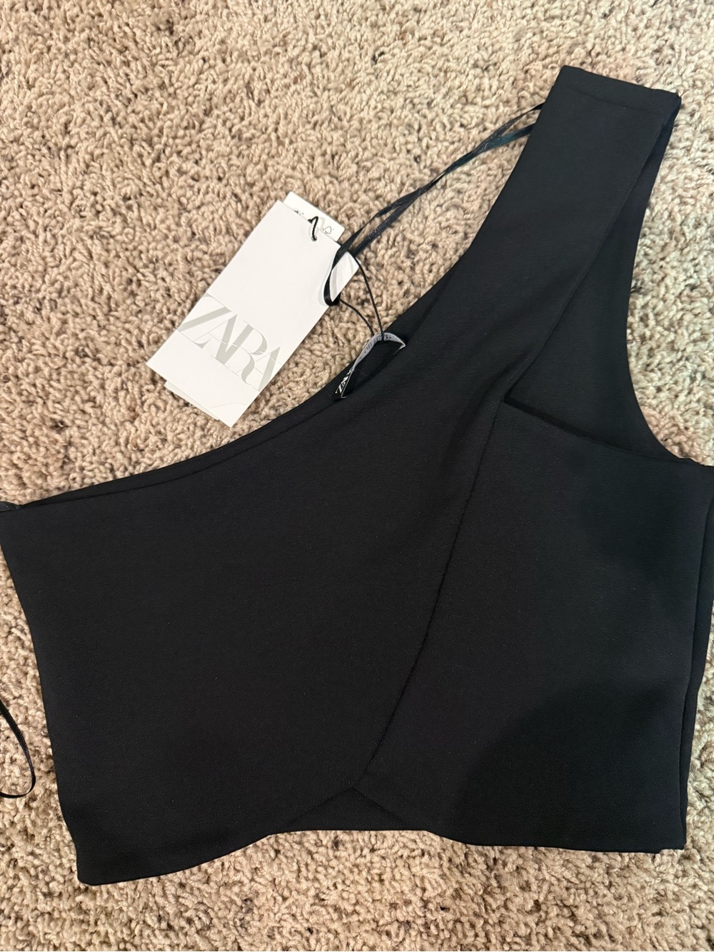 Zara Black Scoop Neck Crop Top
